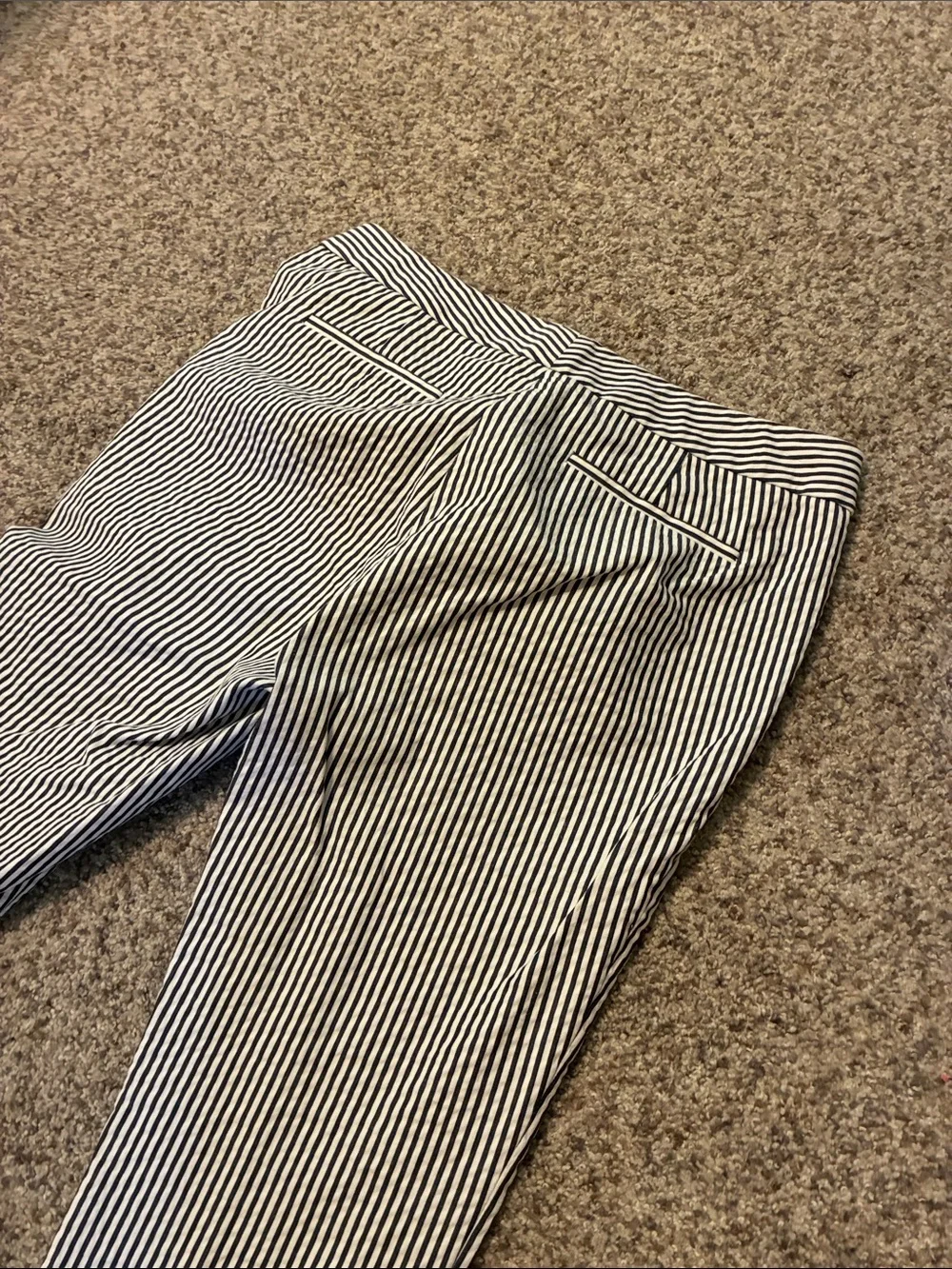 J. Crew Navy and White Striped Women's Trousers